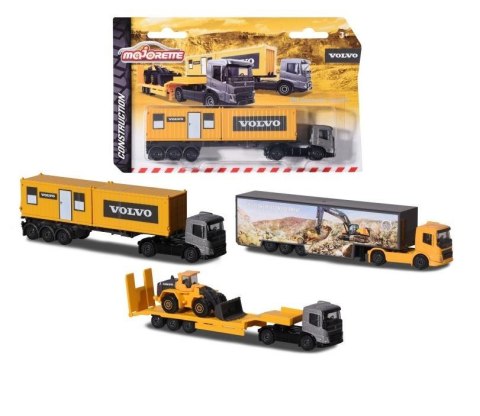 Majorette Ciężarówki budowlane Volvo, 3 rodzaje Majorette Ciężarówki budowlane Volvo, 3 rodzaje