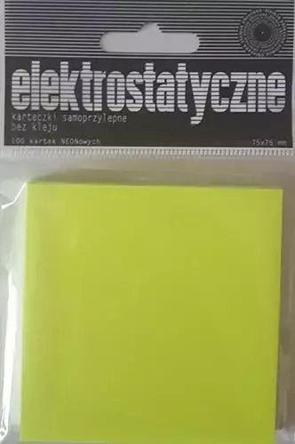 Karteczki elektrostatyczne 75x75mm 100K żółte Karteczki elektrostatyczne 75x75mm 100K żółte