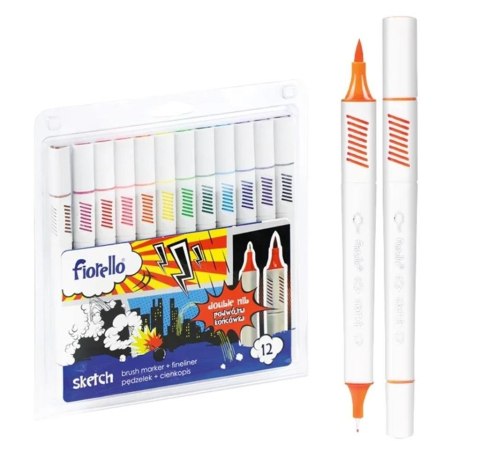 Pisaki Sketch dwustronne 12 kolorów FIORELLO Pisaki Sketch dwustronne 12 kolorów FIORELLO