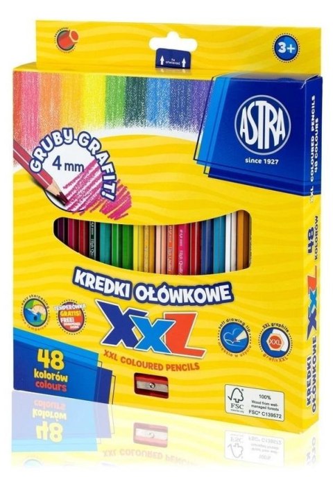 Kredki ołówkowe hexagonalne 48 kolorów ASTRA Kredki ołówkowe hexagonalne 48 kolorów ASTRA