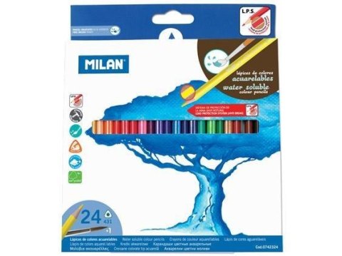 Kredki akwarelowe trójkątne 24 kolory MILAN Kredki akwarelowe trójkątne 24 kolory MILAN