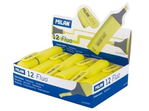 Zakreślacz Fluo płaski żółty (12szt) MILAN Zakreślacz Fluo płaski żółty (12szt) MILAN