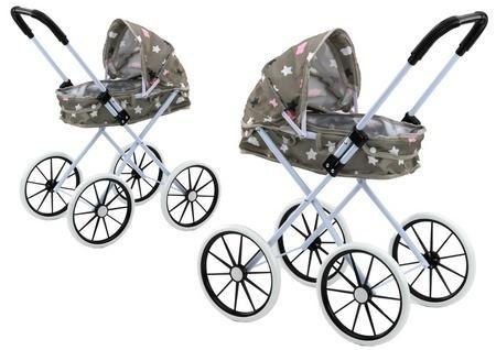Wózek dla lalek duże koła szary 60cm Wózek dla lalek duże koła szary 60cm