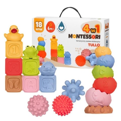 Klocki sensoryczne Zestaw Montessori 18szt Klocki sensoryczne Zestaw Montessori 18szt