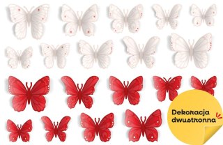 Dekoracja patriotyczna motyle biało-czerwone 20el