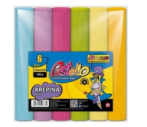 Krepina mini 20x250cm 180g 6 kolorów pastelowych Krepina mini 20x250cm 180g 6 kolorów pastelowych