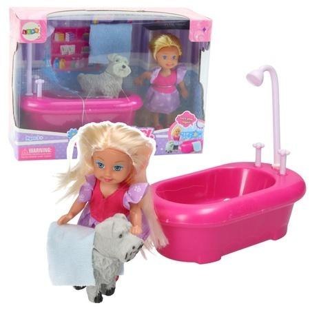 Zestaw mini laleczka z wanną i pieskiem Zestaw mini laleczka z wanną i pieskiem