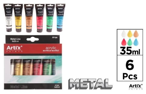 Farba akrylowa metal 35ml 6 kolorów Farba akrylowa metal 35ml 6 kolorów
