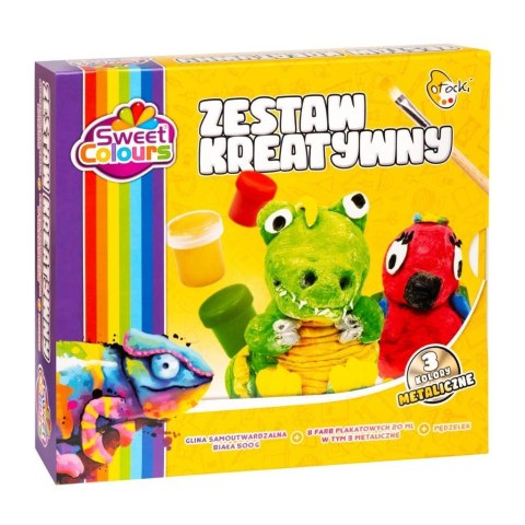Zestaw kreatywny 8 farb + pędzelek + glina Zestaw kreatywny 8 farb + pędzelek + glina