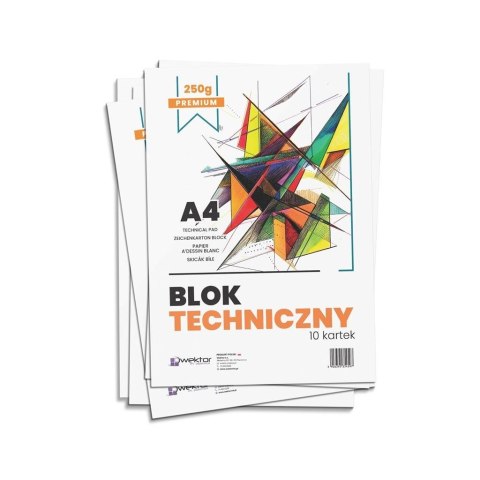 Blok techniczny A4 biały premium 250g (10szt) Blok techniczny A4 biały premium 250g (10szt)
