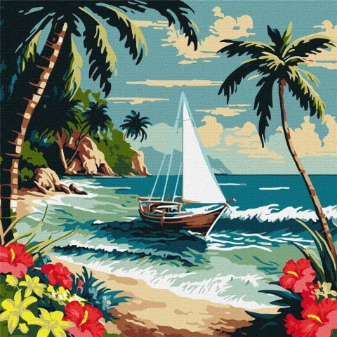 Malowanie po numerach - Słoneczny brzeg 40x40cm Malowanie po numerach - Słoneczny brzeg 40x40cm