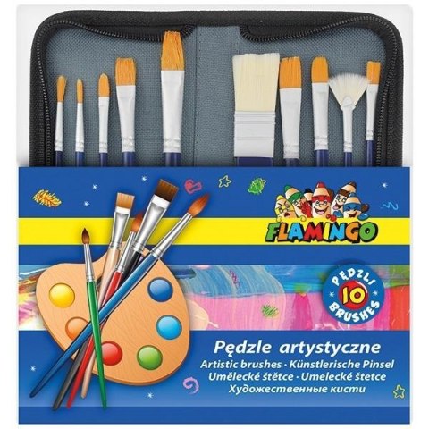 Zestaw artystycznych 10 pędzli z drewnianym uchwyt Zestaw artystycznych 10 pędzli z drewnianym uchwyt