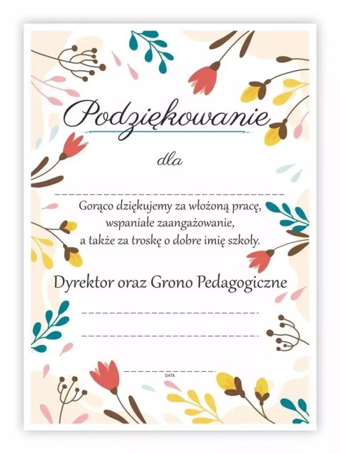 Dyplom A4 podziękowania - Kwiaty 30szt Dyplom A4 podziękowania - Kwiaty 30szt