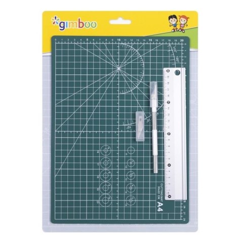 Mata do cięcia A4 + linijka aluminiowa 20cm, nożyk Mata do cięcia A4 + linijka aluminiowa 20cm, nożyk