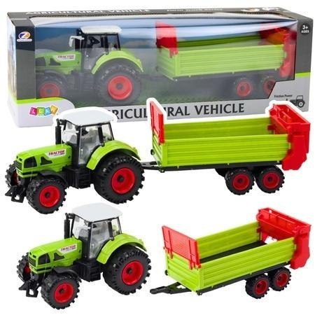 Traktor z przyczepką na napęd frakcyjny zielony Traktor z przyczepką na napęd frakcyjny zielony