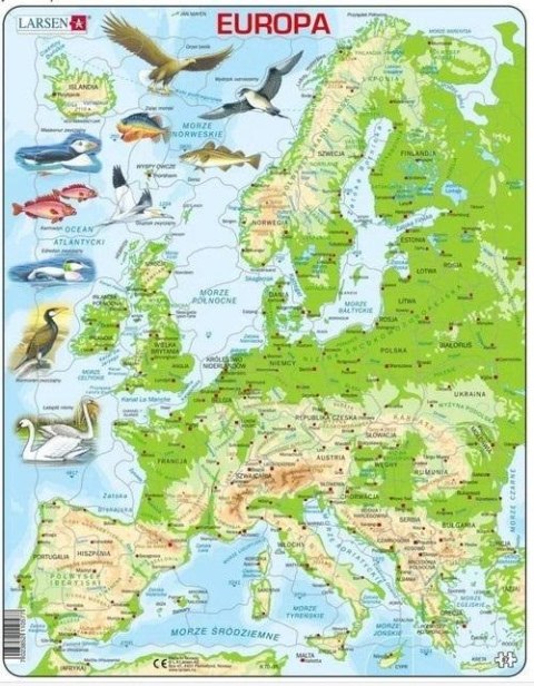 Układanka mapa fizyczna Europa Układanka mapa fizyczna Europa