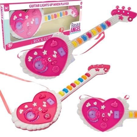 Gitara interaktywna dla dzieci różowa Gitara interaktywna dla dzieci różowa