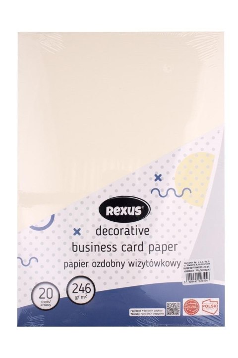 Papier wizytówkowy A4/20ark kremowy - prążki Papier wizytówkowy A4/20ark kremowy - prążki