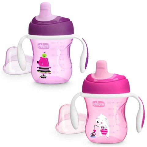 Kubek niekapek z twardym ustnikiem 200ml różowy Kubek niekapek z twardym ustnikiem 200ml różowy