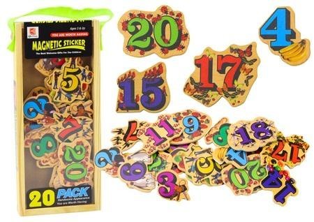 Zestaw magnesy drewniane cyfry obrazki 20szt Zestaw magnesy drewniane cyfry obrazki 20szt