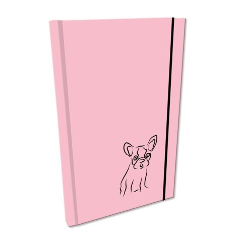 Notes A5 z gumką gładki Soft Touch Buldog różowy Notes A5 z gumką gładki Soft Touch Buldog różowy