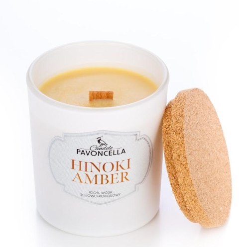 Świeczka sojowa Hinoki Amber biała 135g Świeczka sojowa Hinoki Amber biała 135g
