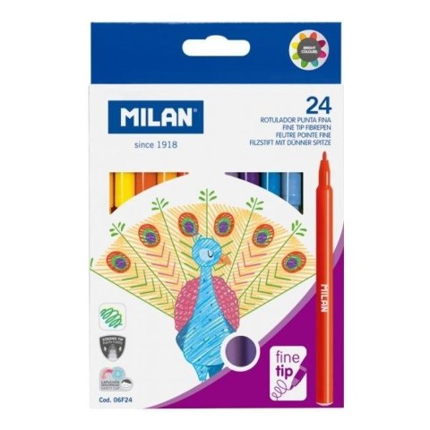 Flamastry z cienką końcówką 24 kolory MILAN Flamastry z cienką końcówką 24 kolory MILAN