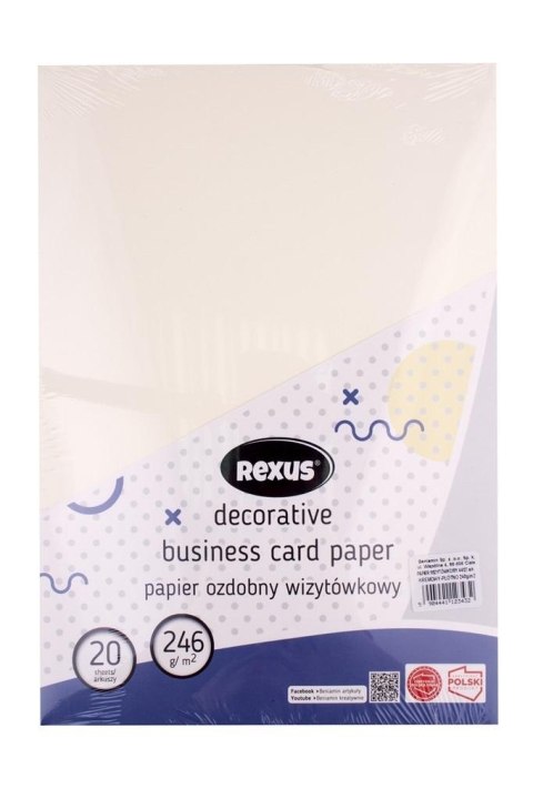 Papier wizytówkowy A4/20K kremowy Płótno Papier wizytówkowy A4/20K kremowy Płótno