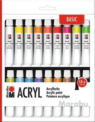 Farby akrylowe 12ml 18 kolorów