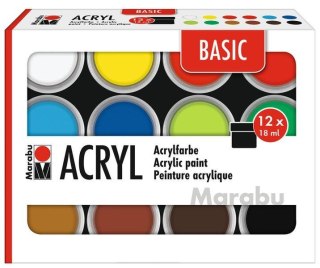 Farby akrylowe Basic 18ml 12 kolorów