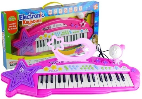 Keyboard Organki 37 Klawiszy MP3 Mikrofon Różowe Keyboard Organki 37 Klawiszy MP3 Mikrofon Różowe