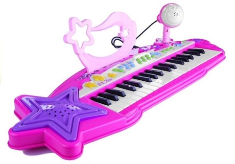 Keyboard Organki 37 Klawiszy MP3 Mikrofon Różowe Keyboard Organki 37 Klawiszy MP3 Mikrofon Różowe