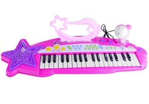 Keyboard Organki 37 Klawiszy MP3 Mikrofon Różowe Keyboard Organki 37 Klawiszy MP3 Mikrofon Różowe