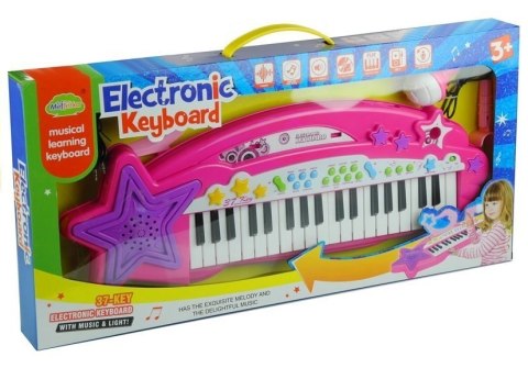 Keyboard Organki 37 Klawiszy MP3 Mikrofon Różowe Keyboard Organki 37 Klawiszy MP3 Mikrofon Różowe