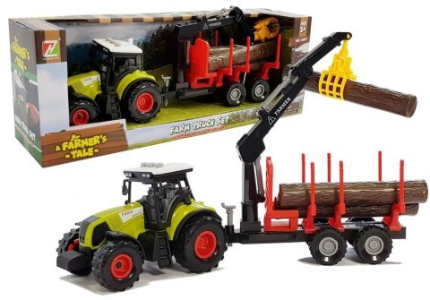 Traktor z Przyczepą leśną z Drewnem i Ramieniem Traktor z Przyczepą leśną z Drewnem i Ramieniem