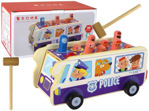 Drewniana Gra Zręcznościowa Zbijak Autobus Policyjny Drewniana Gra Zręcznościowa Zbijak Autobus Policyjny