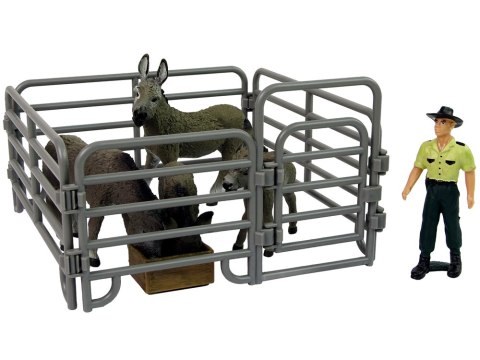 Zestaw Figurek Cztery Osiołki Rolnik Ogrodzenie Szary Zestaw Figurek Cztery Osiołki Rolnik Ogrodzenie Szary