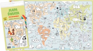 Mapa świata. Kolorowanka XL - kolor