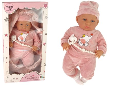 Lalka Bobas 46 cm Różowa Smoczek Becik Słonik Lalka Bobas 46 cm Różowa Smoczek Becik Słonik