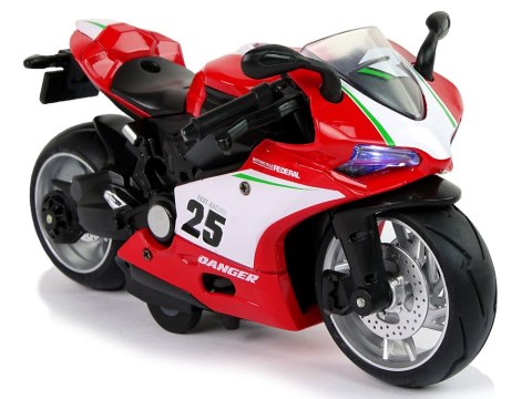 Motocykl Sportowy Czerwony 1:12 Napęd Pull-Back Dźwięk Światła Motocykl Sportowy Czerwony 1:12 Napęd Pull-Back Dźwięk Światła