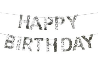 Baner Happy Birthday srebrny 2.2m