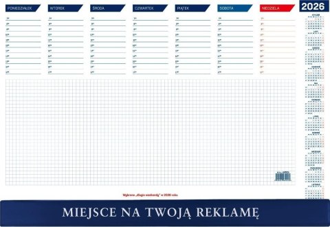 Kalendarz 2026 biuwar mały z listwą Kalendarz 2026 biuwar mały z listwą