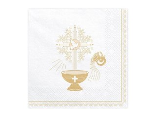 Serwetki Chrzest Święty 33x33cm złoty 20szt
