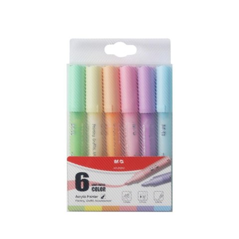 Markery akrylowe pastel 6 kolorów M&G