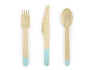 Sztućce drewniane miętowe 16cm 18szt