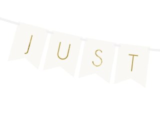 Baner Just Married biały 15x155cm