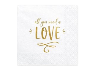 Serwetki All you need is love białe 33x33cm 20szt