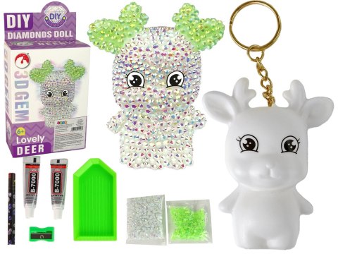 Zestaw DIY Diamentowy Renifer DIY Kryształki Brelok 3D Biały Zestaw DIY Diamentowy Renifer DIY Kryształki Brelok 3D Biały
