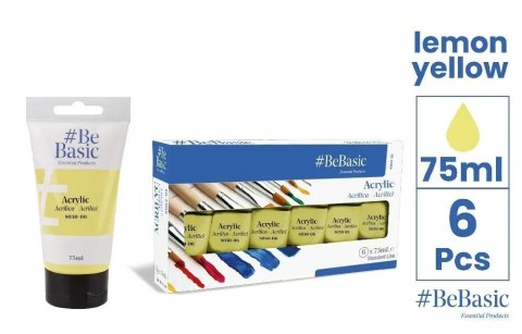 Farba akrylowa - cytrynowy żółty 75ml (6szt)