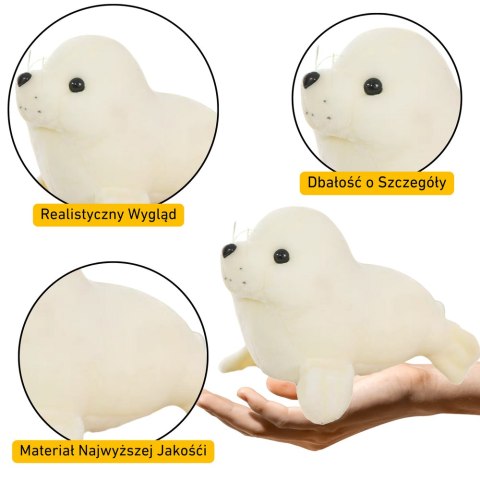 Pluszowa Foczka Pluszak Maskotka Przytulanka Biała 24cm Pluszowa Foczka Pluszak Maskotka Przytulanka Biała 24cm